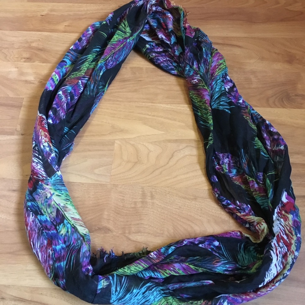 Rainbow Feather print Infinity Scarf